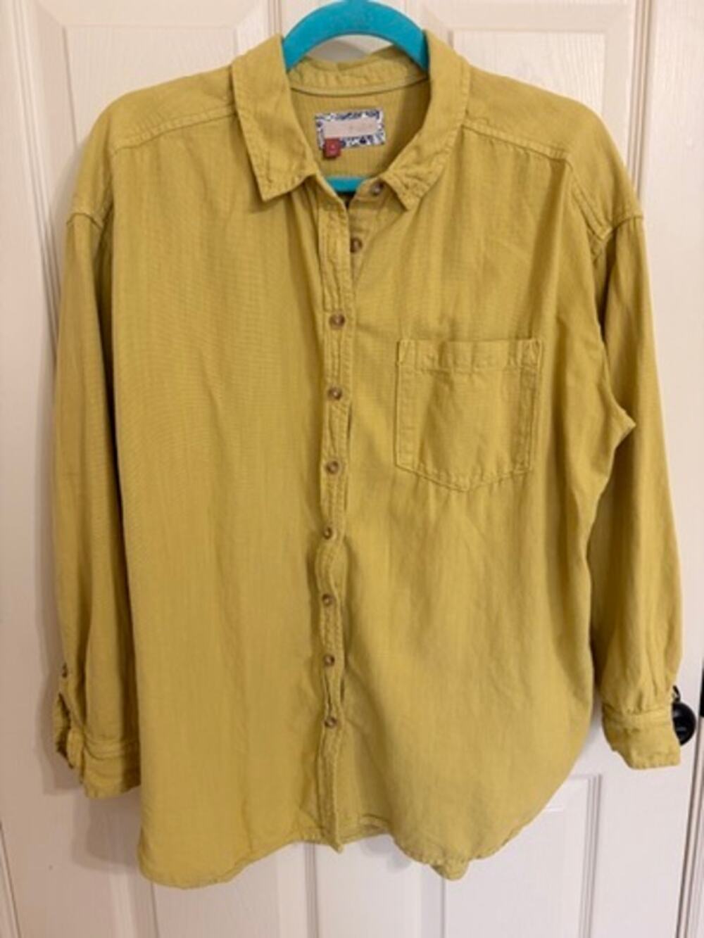 Anthropologie Pilcro Cotton Linen Blend Button Down Shirt M